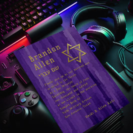 Pub Mitzvah Lila Techno Streaks Inbjudningar