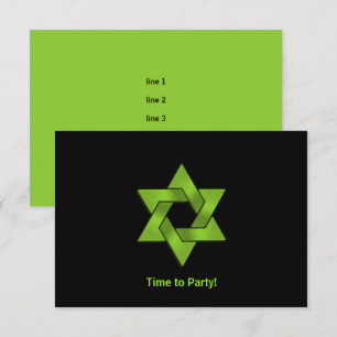 Pub Mitzvah Lime Green Black Star från David Party Inbjudningar