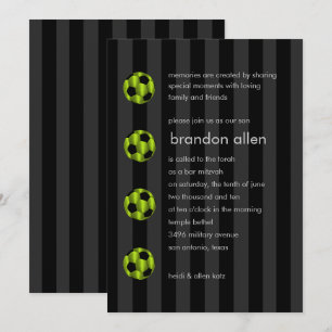Pub Mitzvah Lime Green och Black Soccer Ball Inbjudningar