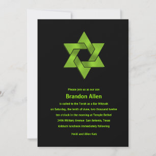 Pub Mitzvah Lime Green on Black, David-stjärnan Inbjudningar