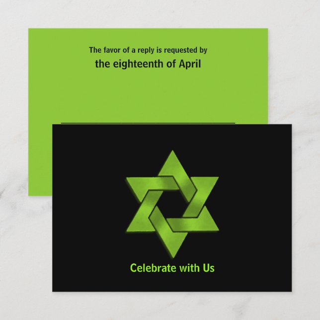 Pub Mitzvah Lime Green på David OSAS svarta stjärn OSA Kort (Fram/baksida)