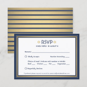 Pub Mitzvah Meal Options Navy Blue White och Guld OSA Kort