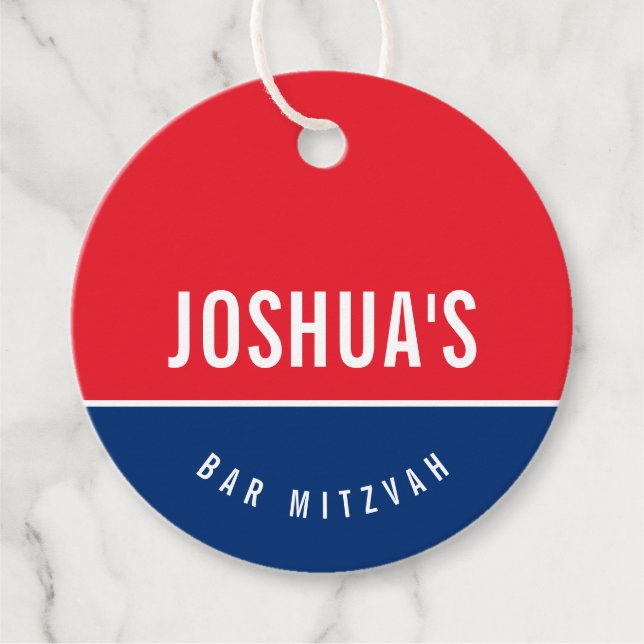 PUB MITZVAH: modern blå fotboll Gåvor Etiketter (Framsida)
