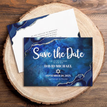Pub Mitzvah Modern Blue Agate Watercolor-skript