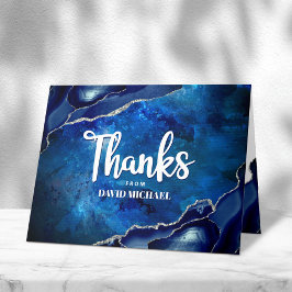 Pub Mitzvah Modern Blue Agate Watercolor-skript Tack Kort