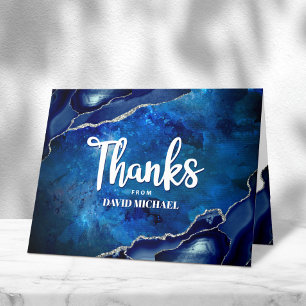 Pub Mitzvah Modern Blue Agate Watercolor-skript Tack Kort