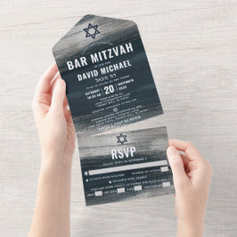 Pub Mitzvah Modern Charcol Grått Silver Foil