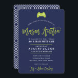 Pub Mitzvah modern contoller gamer navy lime MASON Inbjudningar<br><div class="desc">*** NOTE - LIME GRREEN-SKRIVTeckensnittet ÄR ETT UTTRYCKT BILD ** - - - - - - - - - - - - - - - - KONTAKTA MIG för anpassningsbar "skriptbokstäver" Kärlek designen, men vill se vissa ändringar - ett annat färg-schema, en produkt, ett foto eller anpassad för ett annat...</div>