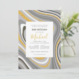 Pub Mitzvah Modern Glitter Agate-inbjudan Inbjudningar