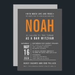 PUB MITZVAH, modern grått-orange med fet stil Inbjudningar<br><div class="desc">by kat masard >> WWW.SIMPLYSWEETPAPERIE.COM << - - - - - - - - - - CONTACT ME för att hjälpa till att balansera din typ perfekt Kärlek i designen, men vill se vissa ändringar - ett annat färg-schema, produkt, foto eller anpassad för ett annat tillfälle - ingen oro kontaktar...</div>