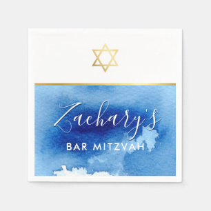 PUB MITZVAH, modern guld star smart blåfärgsfärg Pappersservett