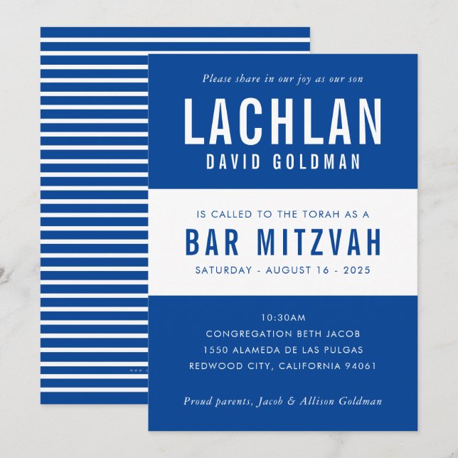 PUB MITZVAH, modern, minimal typografi, vit Inbjudningar (Fram/baksida)
