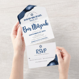 Pub Mitzvah Modern Navy Blue Agate-skript