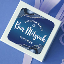 Pub Mitzvah Modern Navy Blue Ombre Agate-skript