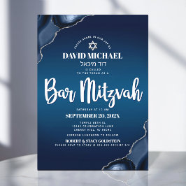 Pub Mitzvah Modern Navy Blue Ombre Agate-skript i Inbjudningar