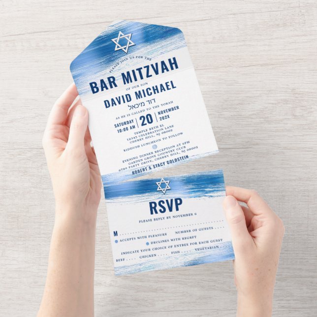 Pub Mitzvah Modern Navy Typography Blue Foil Party (Tearaway)