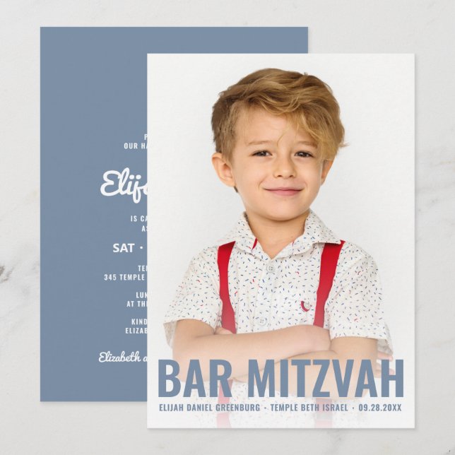 Pub Mitzvah Modern och David Photos enkla stjärna Inbjudningar (Fram/baksida)