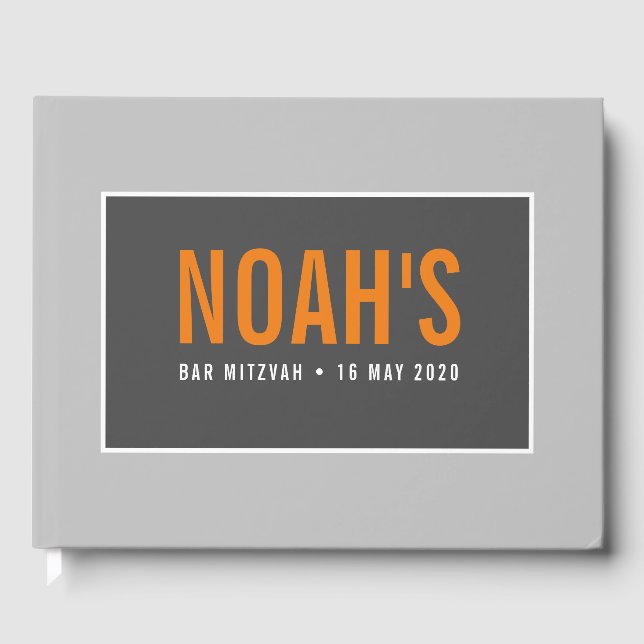 PUB MITZVAH, modern orange av grått-kol Gästböcker (Framsida)