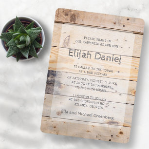 Pub Mitzvah Modern Rustic Wood Inbjudningar