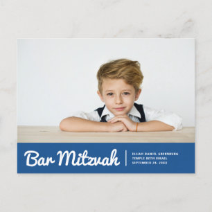 Pub Mitzvah Modern Simple Anpassningsbar Photo Inv Inbjudan Vykort