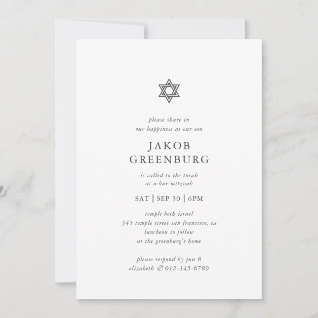 Pub Mitzvah Modern Simple Elegant Minimalist Inbjudningar (Framsida)