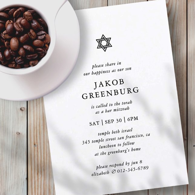 Pub Mitzvah Modern Simple Elegant Minimalist Inbjudningar (Skapare uppladdad)