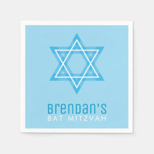 PUB MITZVAH, modern snyggt, enkel blå stjärna Pappersservett