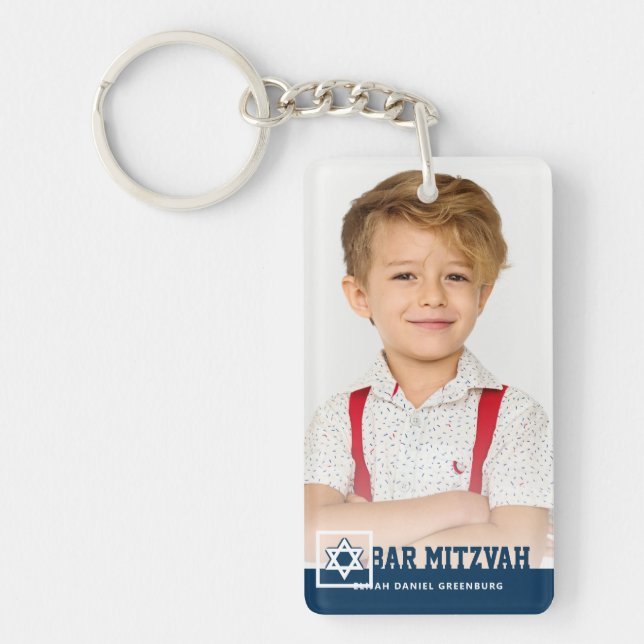 Pub Mitzvah Modern stjärna i David Photo Keychain (Framsidan)