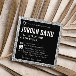 PUB MITZVAH, modern svart silver glitter Inbjudningar<br><div class="desc">genom kat masard >> kat@simplysweetPAPERIE.com << CONTACT ME för anpassningsbar eller för att lägga till linjer i Hebrew Kärlek, men vill se vissa ändringar - ett annat färg-schema, produkt, foto eller anpassad för ett annat tillfälle - ingen oro kontaktar mig bara - jag är lycklig för att hjälpa till! -...</div>
