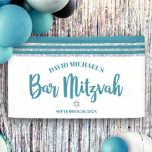 Pub Mitzvah Modern Teal Silver Tallit, djärvt skri