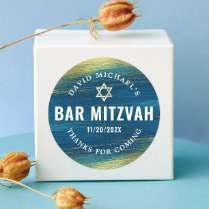 Pub Mitzvah Modern Type Turcos Gold Foil Runt Klistermärke