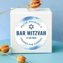 Pub Mitzvah Modern Typography Blue Foil Runt Klistermärke