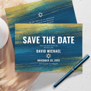 Pub Mitzvah Modern Typography Turcos Gold Foil Spara Datumet