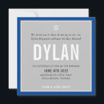 PUB MITZVAH moderna namn grått-royal, blått DYLAN Inbjudningar<br><div class="desc">genom kat masard >> kat@simplysweetPAPERIE.com << CONTACT ME för anpassningsbar eller för att lägga till linjer i Hebrew Kärlek, men vill se vissa ändringar - ett annat färg-schema, produkt, foto eller anpassad för ett annat tillfälle - ingen oro kontaktar mig bara - jag är lycklig för att hjälpa till! -...</div>