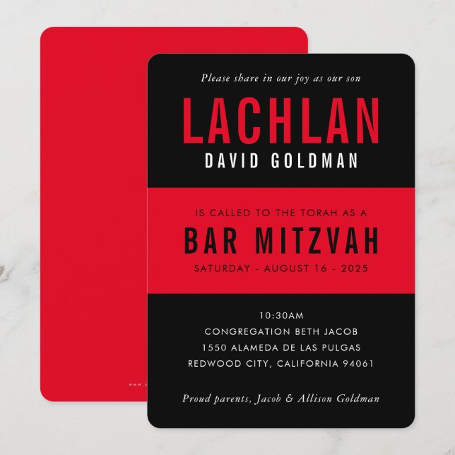 PUB MITZVAH, modernt, svart svart svart svart svar Inbjudningar (Fram/baksida)