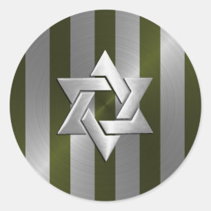Pub Mitzvah Moss och Silver Rand Stjärna David Runt Klistermärke