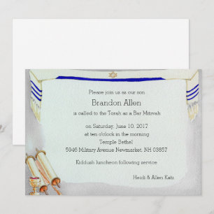 Pub Mitzvah Motifs in Watercolor Inbjudningar