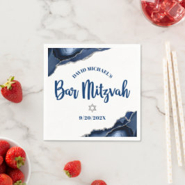 Pub Mitzvah Navy Blue Agate-skript - enkelt fet Pappersservett