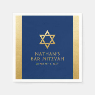 Pub Mitzvah Navy Blue Guld Modern Classic Anpassni Pappersservett