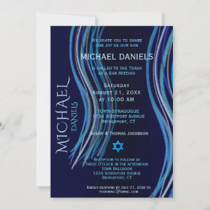 Pub Mitzvah Navy Blue Prayer Shawl Inbjudningar