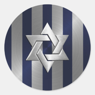 Pub Mitzvah Navy och Silver Rand Star David David Runt Klistermärke