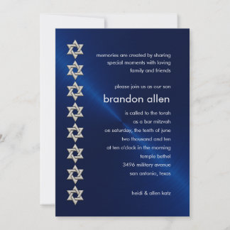 Pub Mitzvah Navy Sheen Silver Stars of David Inbjudningar