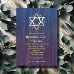 Pub Mitzvah Nedfläckad Wood Blue Plum Guld Star Inbjudningar<br><div class="desc">Pub Mitzvah och Bat mitzvah inbjudan är designade av Umua. Tryckt och avsänt av Zazzle eller dess partner.</div>