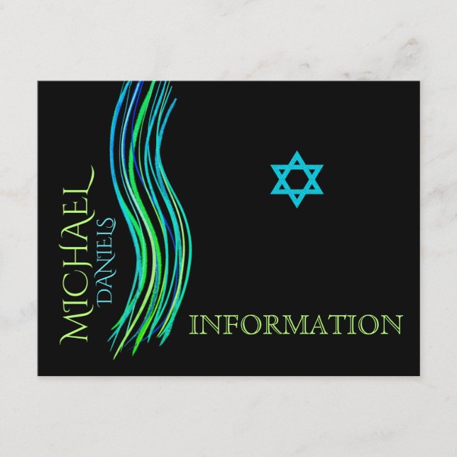 Pub Mitzvah Neon Grönt Information Card Tilläggskort (Framsida)