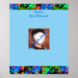 Pub Mitzvah Neon Paint Photo Sign in Board Poster