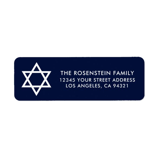 Pub Mitzvah och Bat mitzvah blå Adress Returadress Etikett (Framsidan)