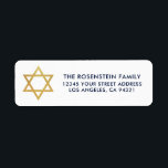 Pub Mitzvah och Bat mitzvah Blå Guld Adress Returadress Etikett<br><div class="desc">Adressetikett för Pub Mitzvah och Bat mitzvah blå Guld</div>
