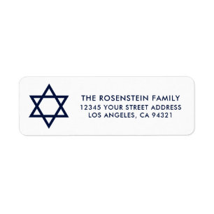 Pub Mitzvah och bat mitzvah blåttvitadress Returadress Etikett