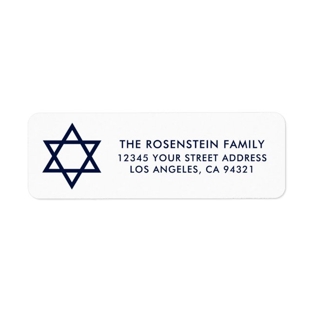 Pub Mitzvah och bat mitzvah blåttvitadress Returadress Etikett (Framsidan)