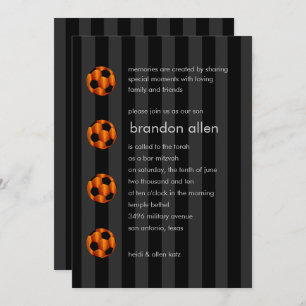 Pub Mitzvah Orange och Black Soccer Ball Inbjudningar